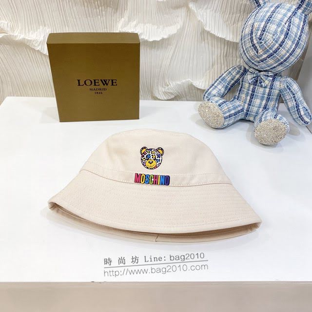 Moschino男女同款帽子 莫斯奇諾小熊圖案簡約款漁夫帽遮陽帽  mm1191